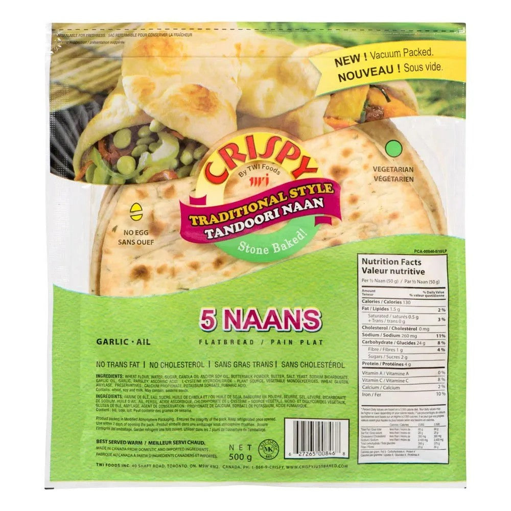 Crispy Garlic Tandoori Naan 5 PCS